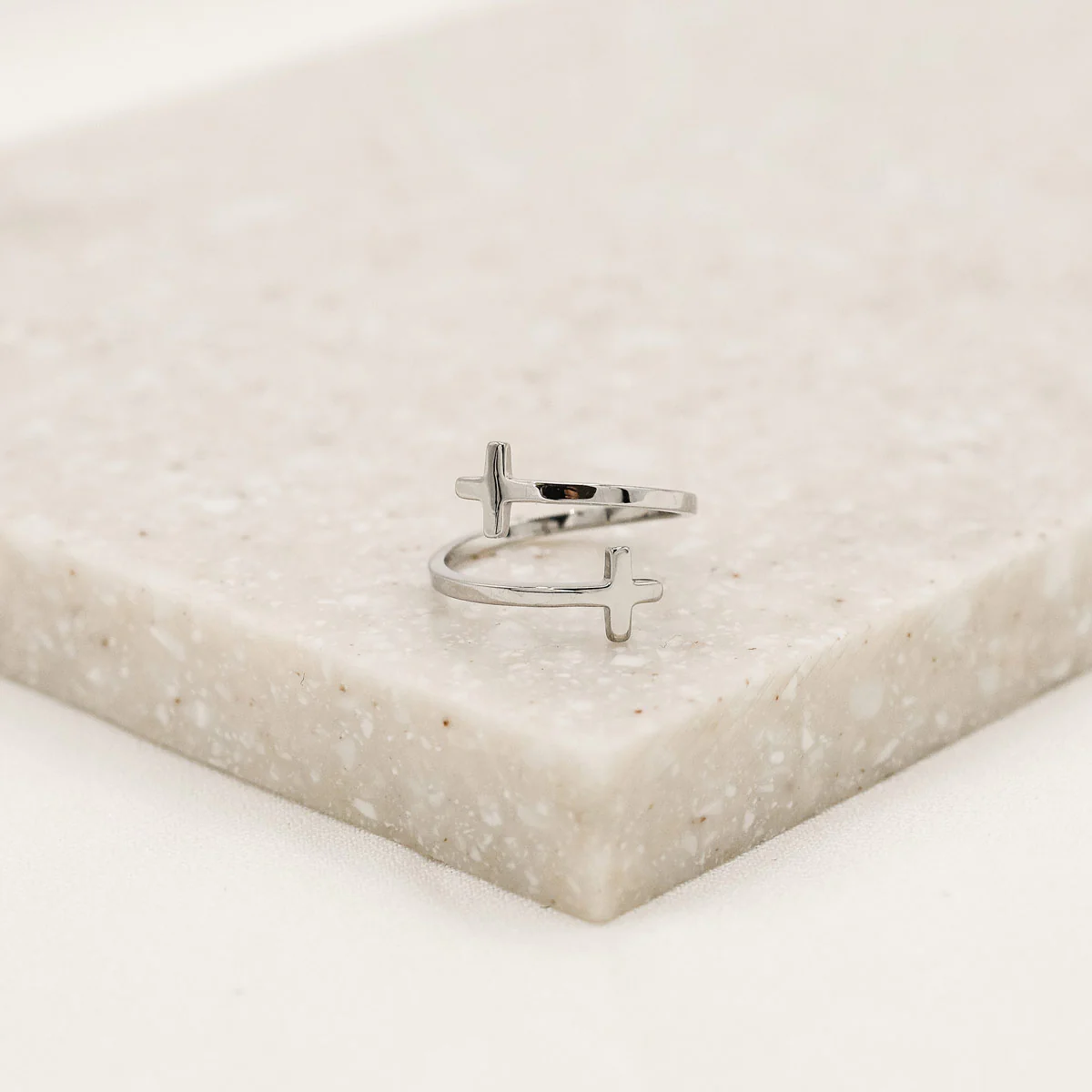 Pillar of Faith Petite Cross Christian Ring - Blessed Bands