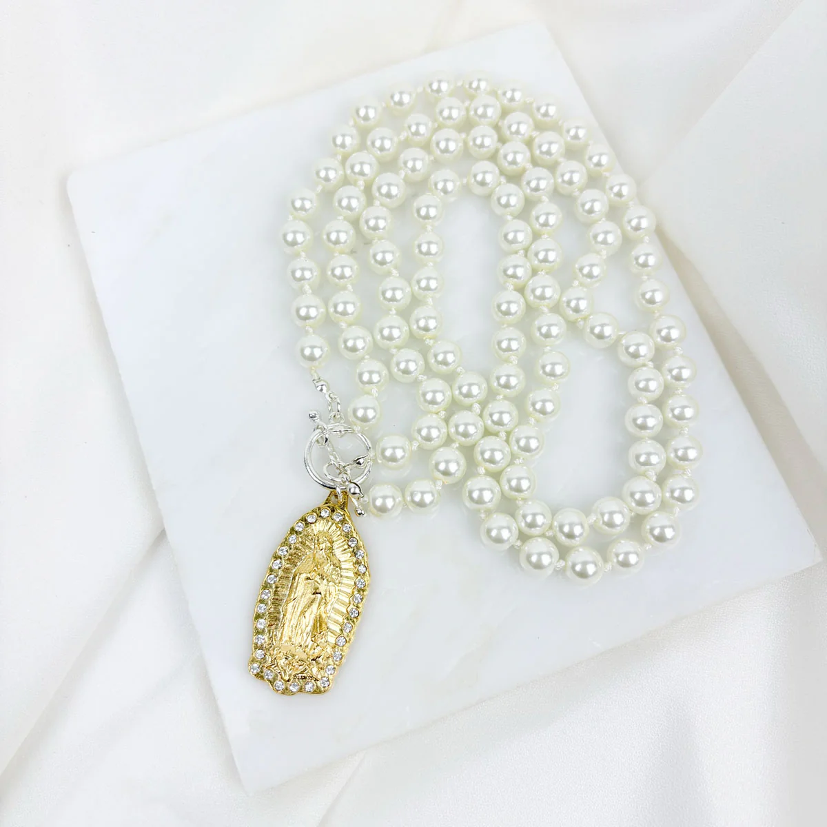 Our Lady of Guadalupe Pearl Necklace – Grace & Faith - Blessed Bands