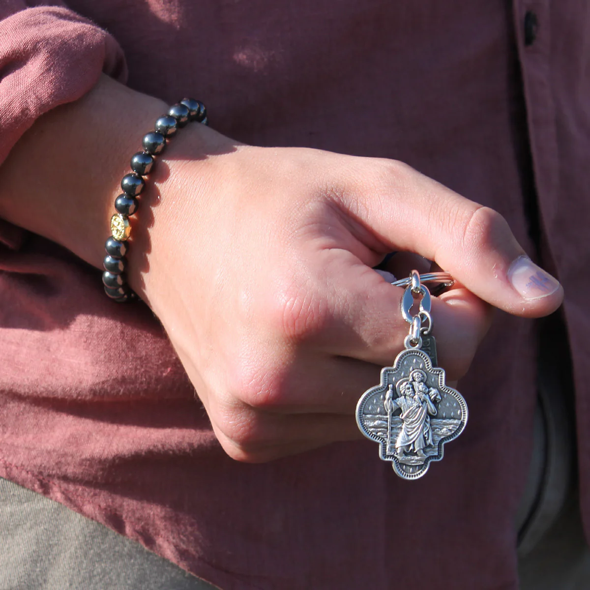 Saint Christopher Travel Protection Key Ring – Faith & Safety - Blessed Bands