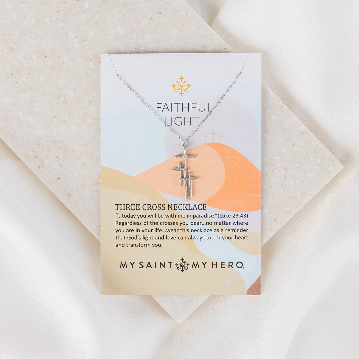 Faithful Light Three Cross Necklace – Hope & Redemption - Blessed Bands