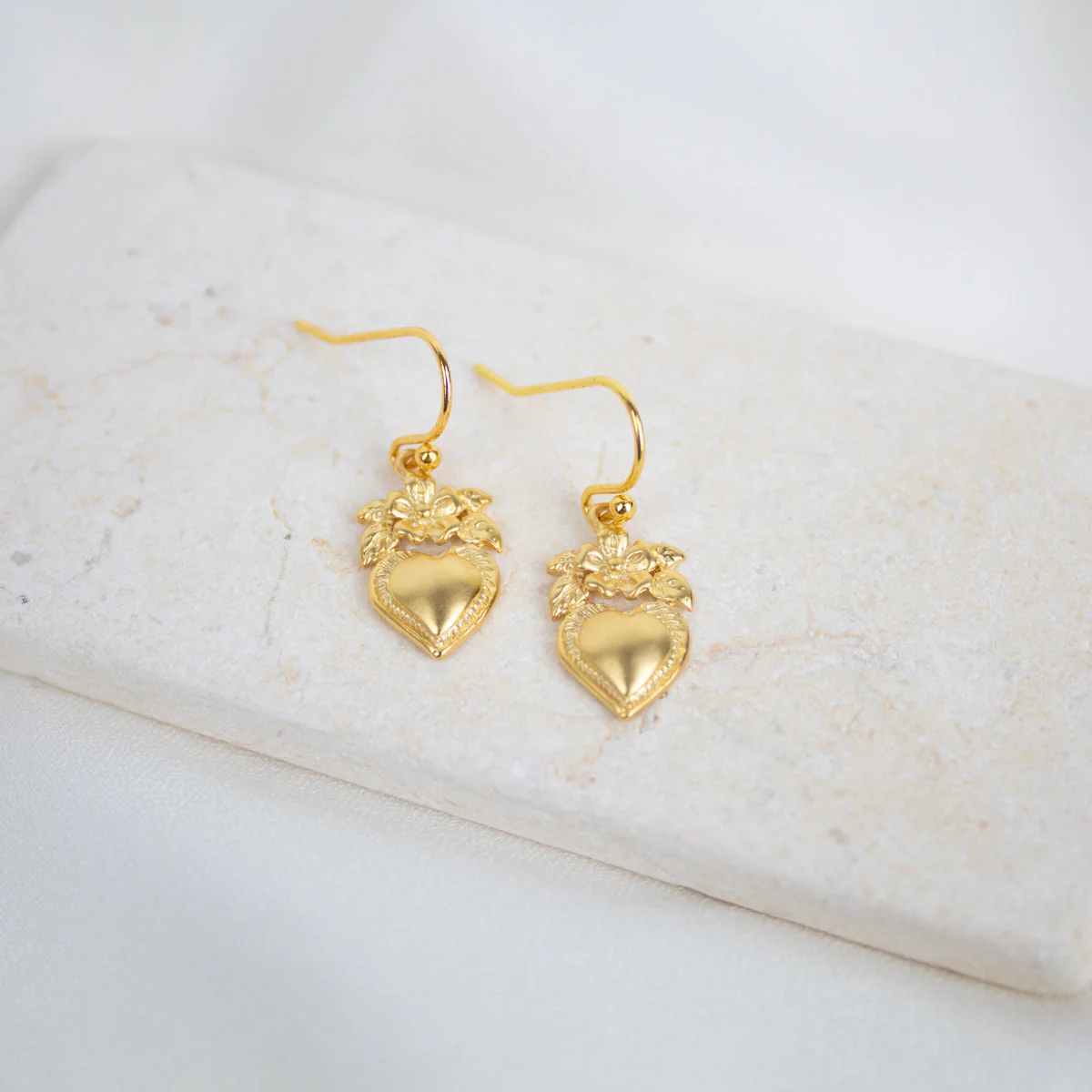 Sacred Heart Flower Earrings – Faith & Love Jewelry - Blessed Bands