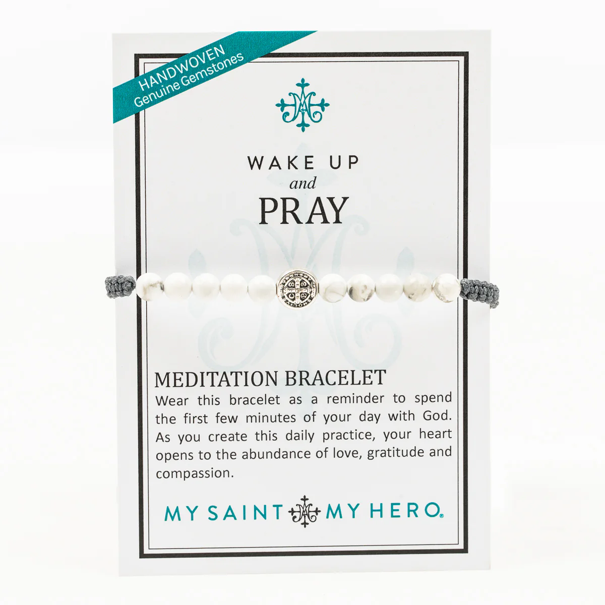 Wake Up and Pray Bracelet – White Howlite Meditation Jewelry - Blessed Bands