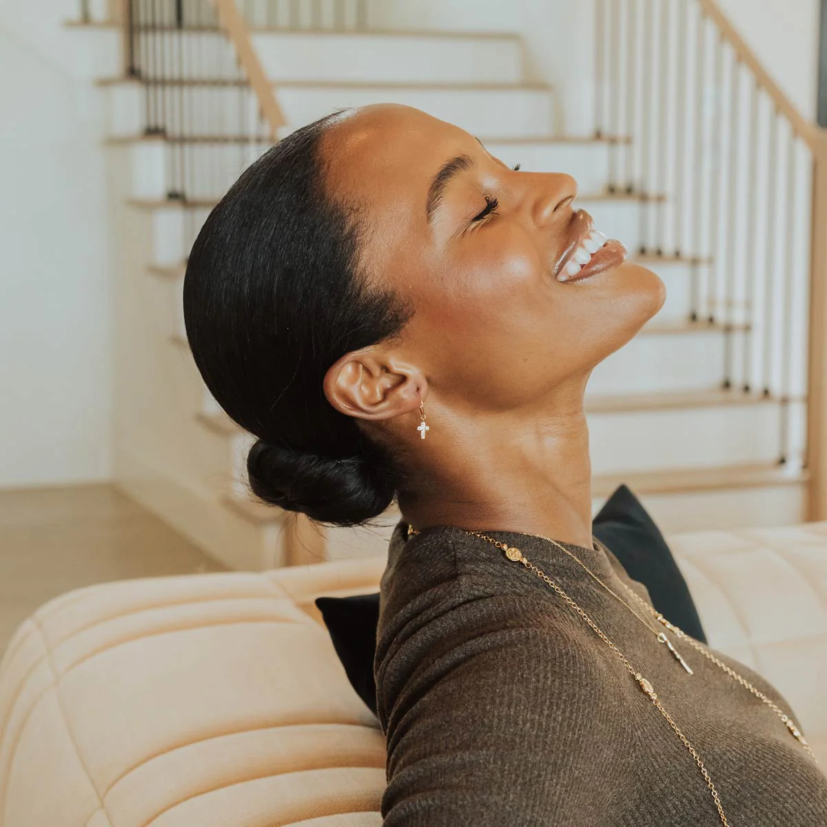 Faith Petite Cross Cubic Zirconia Hoop Earrings - Blessed Bands