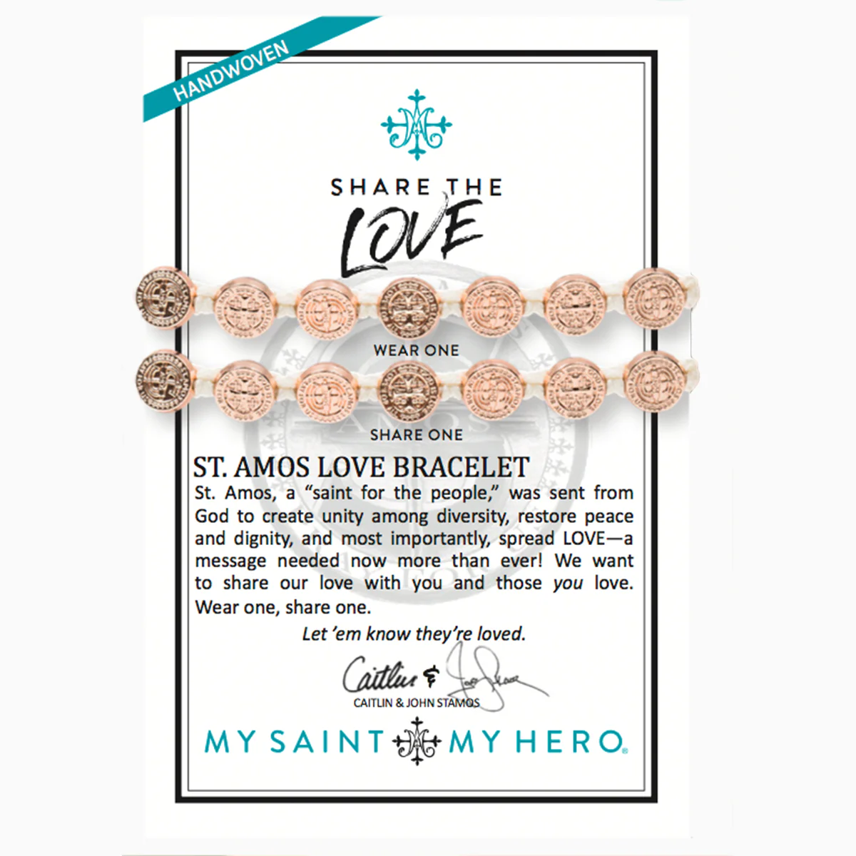Share the Love St. Amos Bracelet Set – White & Rose Gold - Blessed Bands