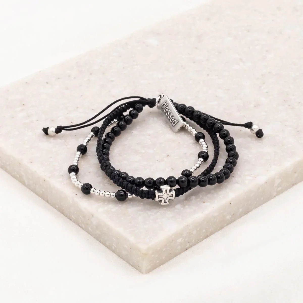 Be Still Prayer Bracelet with Black Agate Stone - Blessed Bands