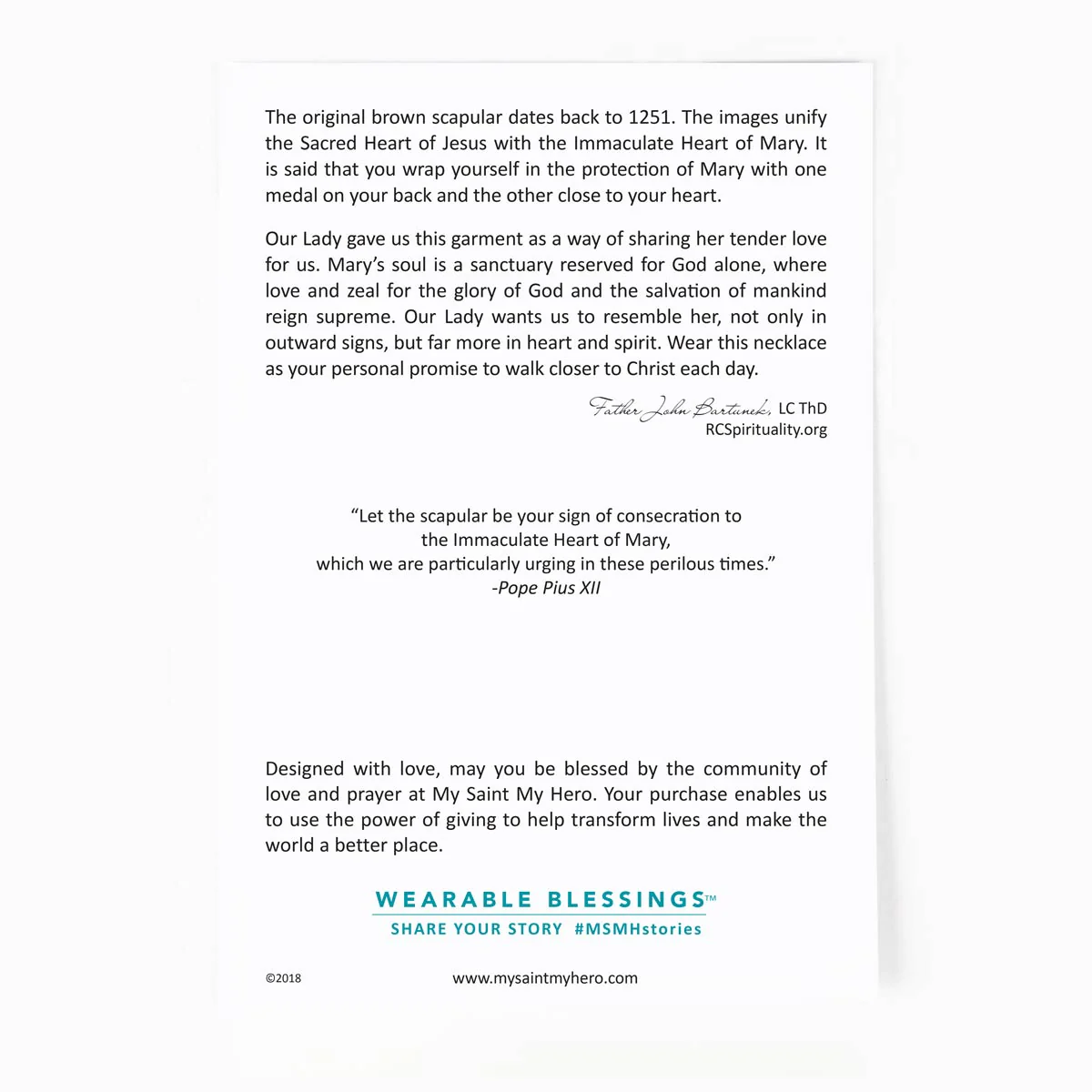 Garment of Grace Scapular Necklace – Sterling Silver Faith - Blessed Bands