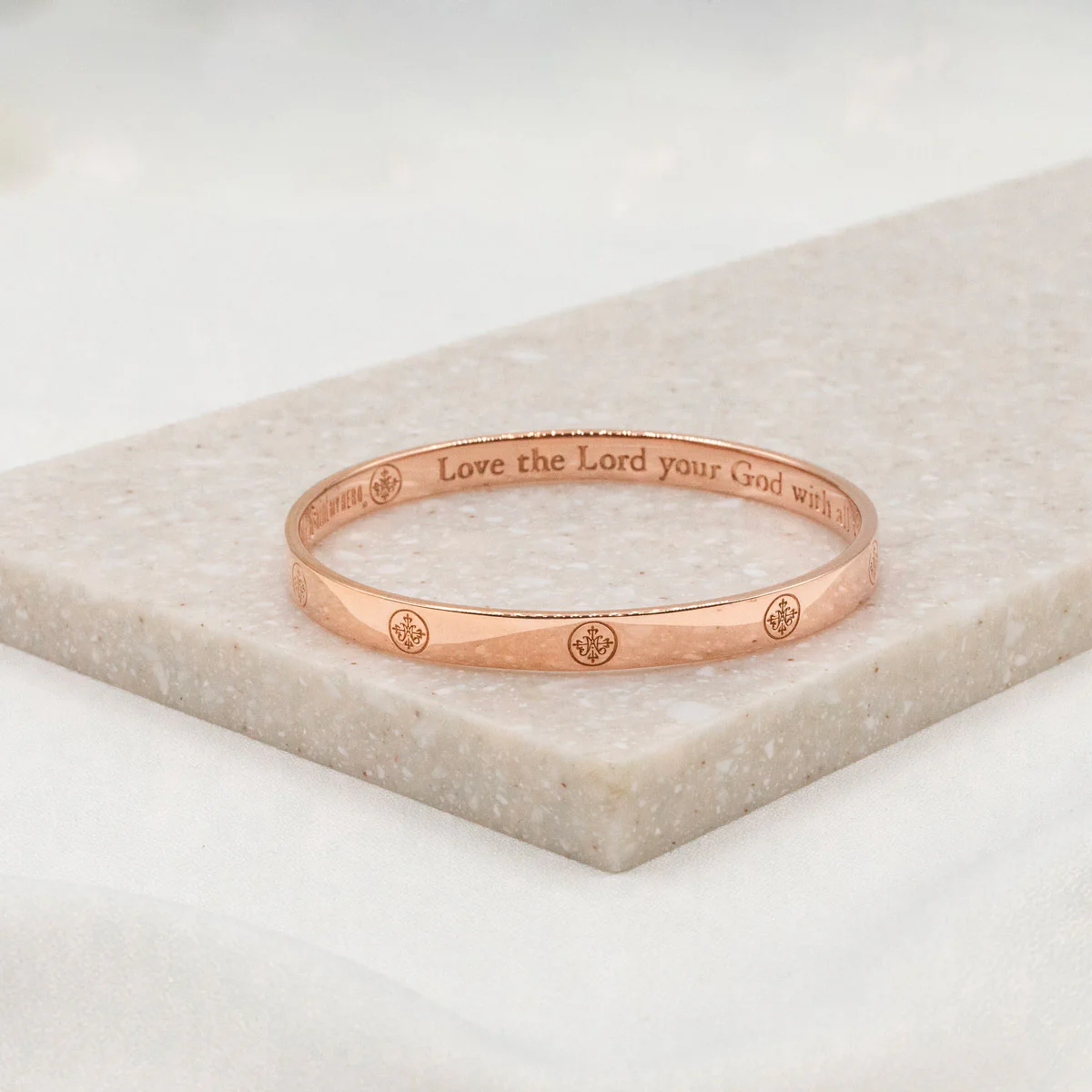 Greatest Love Deuteronomy 6:5 Rose Gold Bangle – Faith - Blessed Bands
