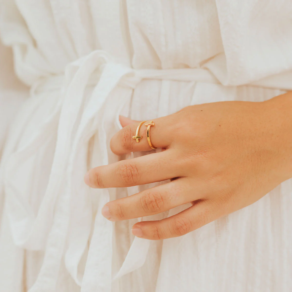 Pillar of Faith Petite Cross Christian Ring - Blessed Bands