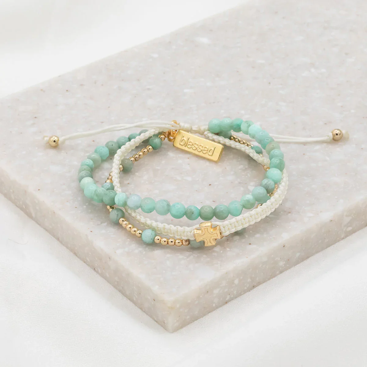 Be Still Prayer Bracelet with Amazonite Stone - Blessed Bands
