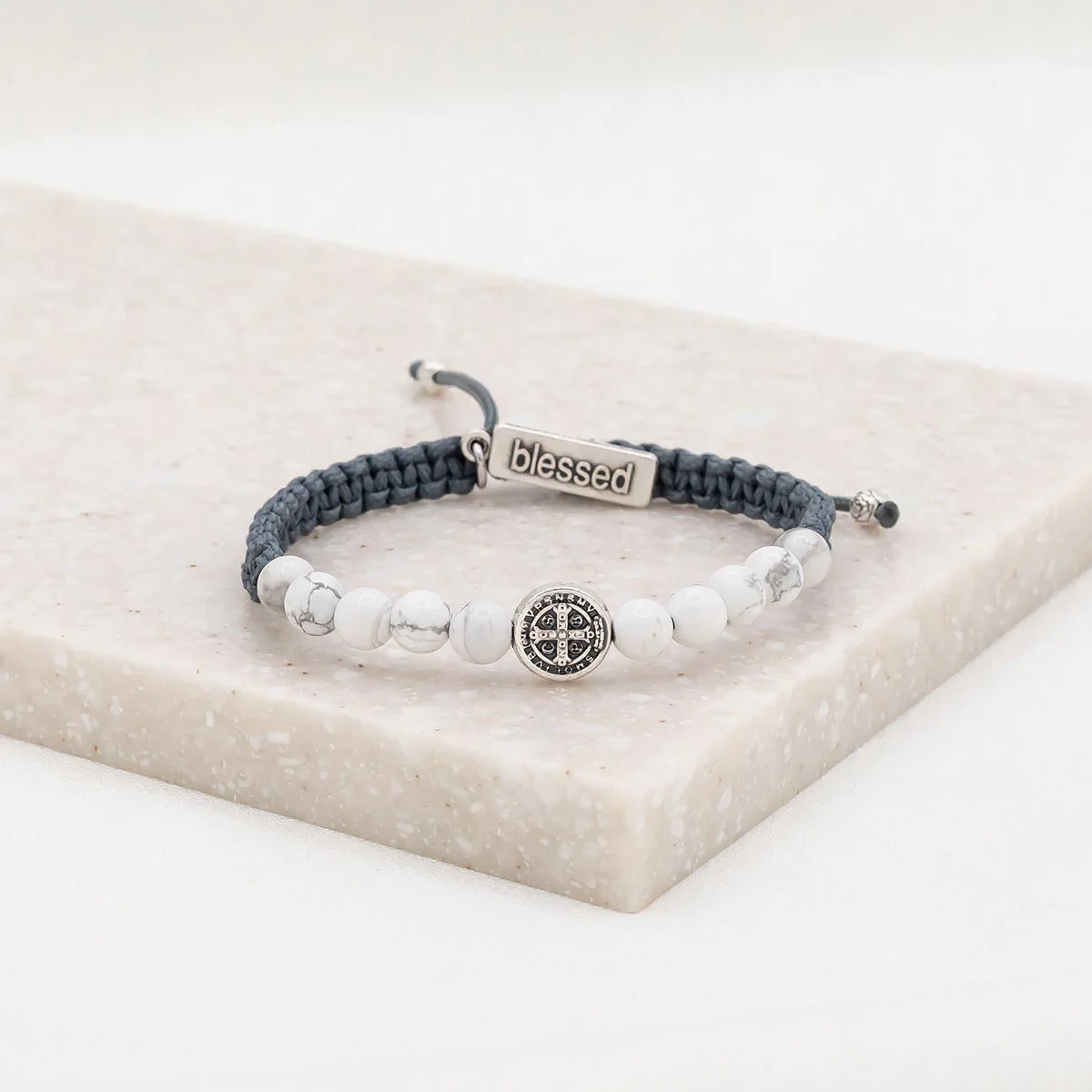 Wake Up and Pray Bracelet – White Howlite Meditation Jewelry - Blessed Bands