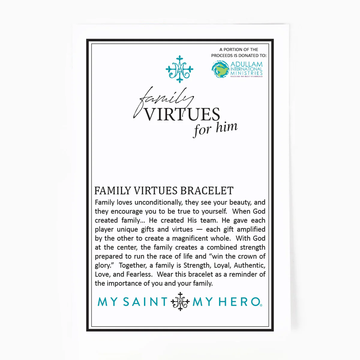 Family Virtues Bracelet for Him – Strength & Faith - Blessed Bands