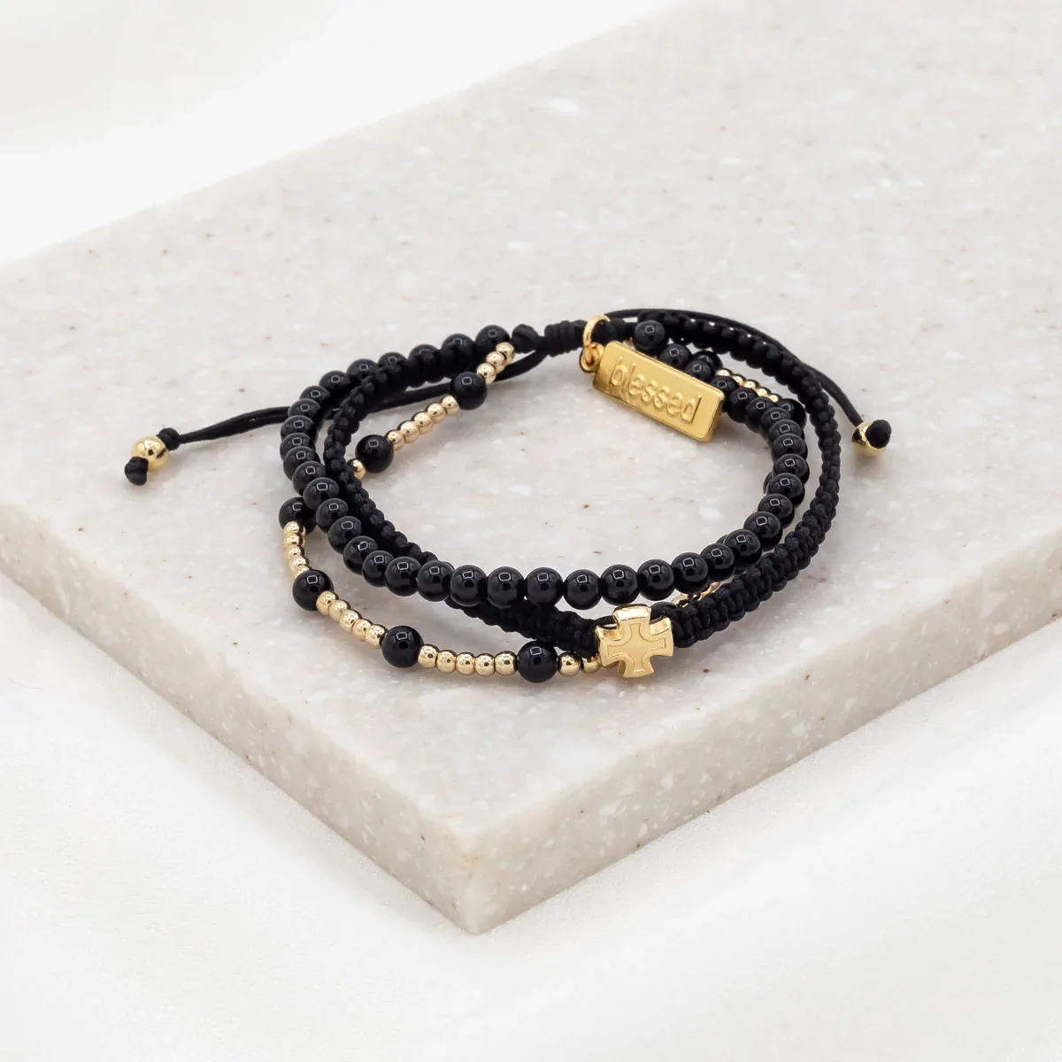 Be Still Prayer Bracelet with Black Agate Stone - Blessed Bands