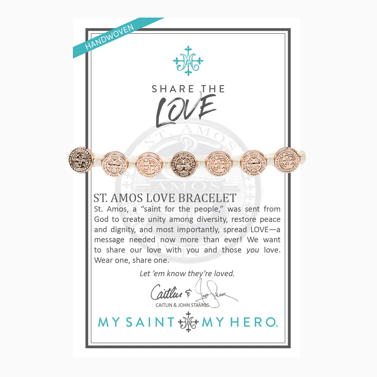 Share the Love St. Amos Bracelet – White & Rose Gold Faith - Blessed Bands