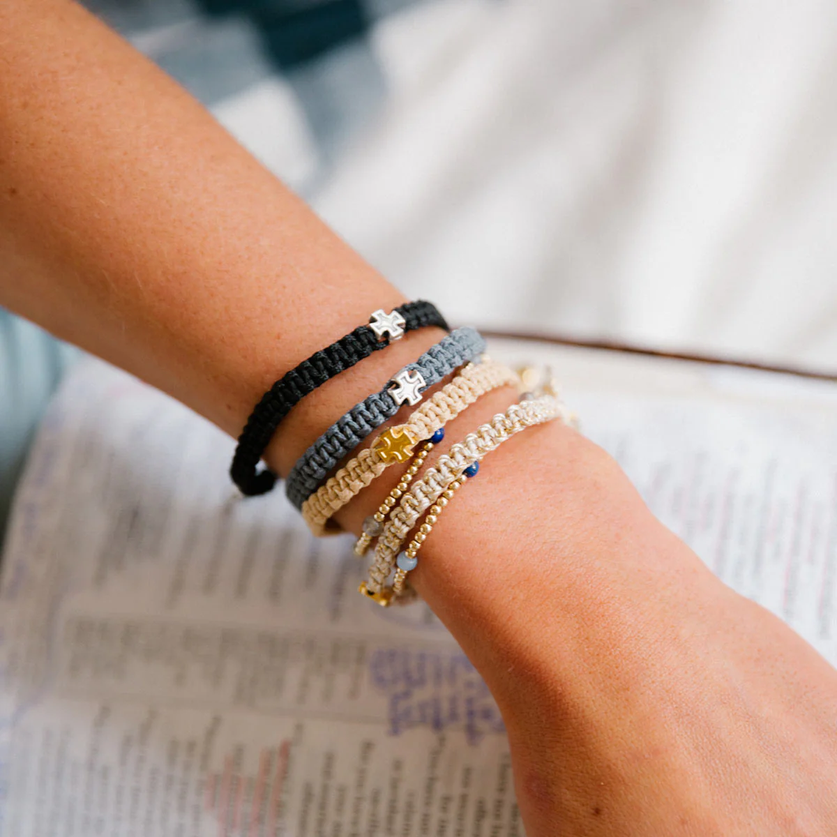 Wonderfully Made Gold Cross Bracelet – Faith & Grace - Blessed Bands