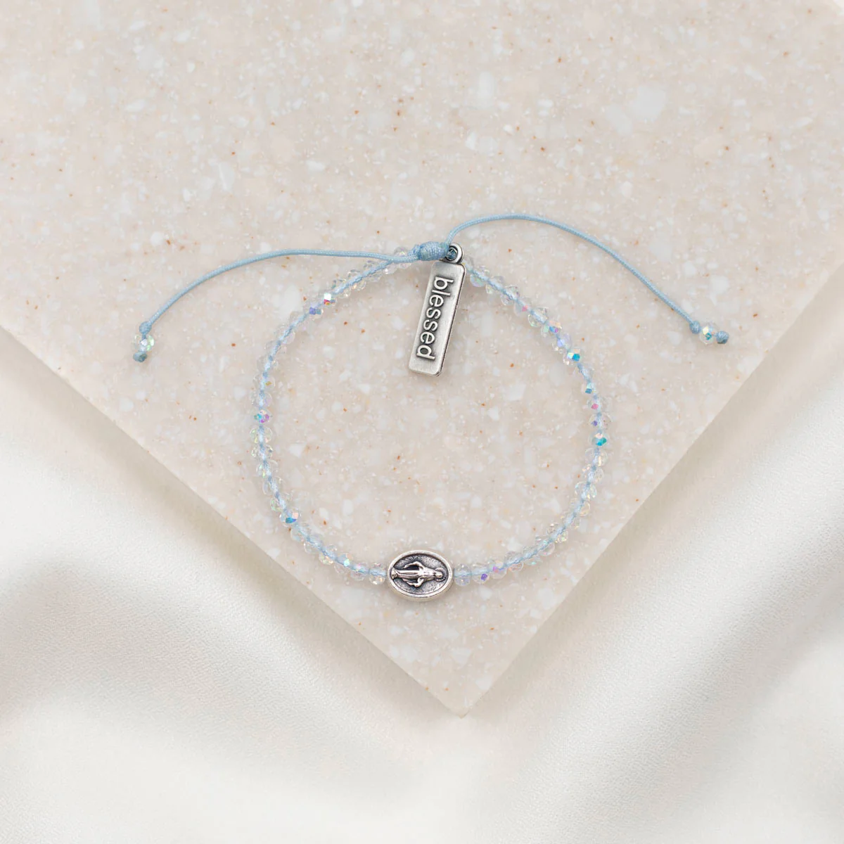 Say Yes Miraculous Mary Crystal Faith Bracelet - Blessed Bands