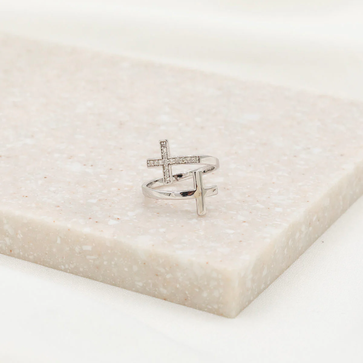 Pillar of Faith Ring with White Diamonds – Christian Jewelry - Blessed Bands