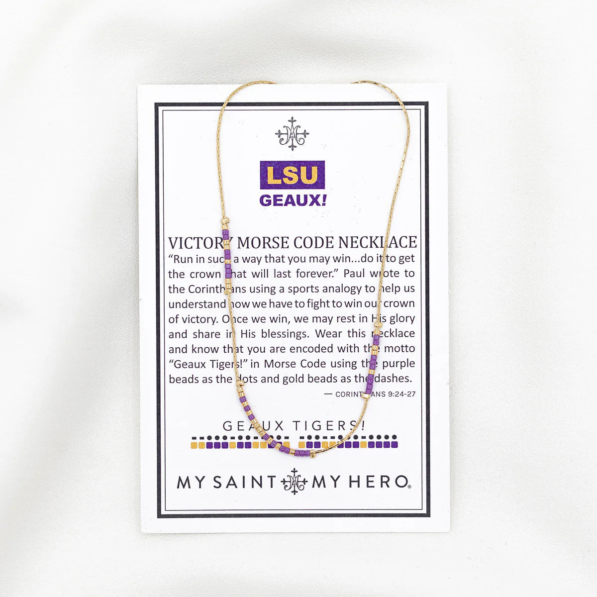 LSU Geaux! Morse Code Necklace – Faith & Team Spirit - Blessed Bands
