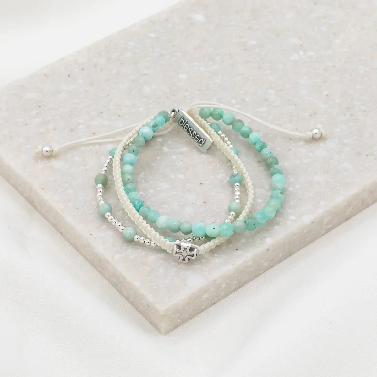 Be Still Prayer Bracelet with Amazonite Stone - Blessed Bands