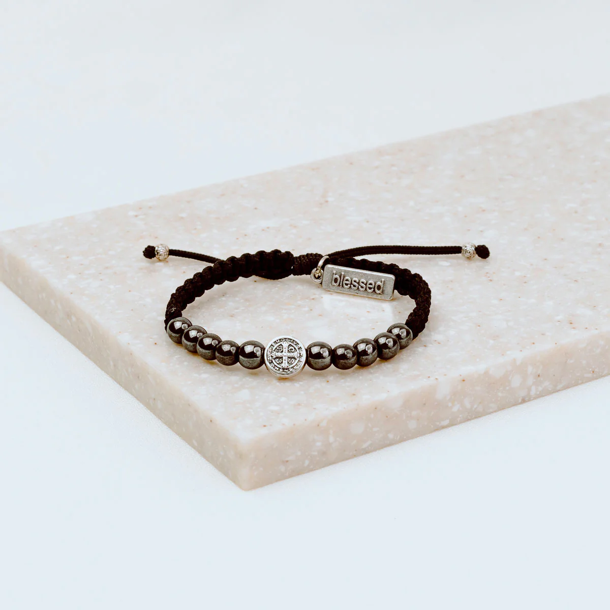 Wake Up and Pray Meditation Bracelet – Hematite Faith Jewelry - Blessed Bands