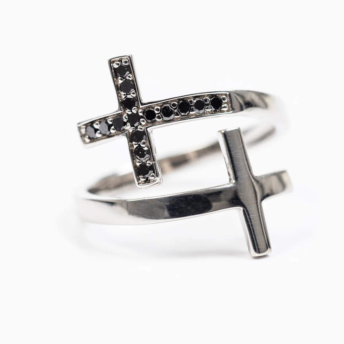 Pillar of Faith Ring with Black Diamonds – Strength & Grace - Blessed Bands