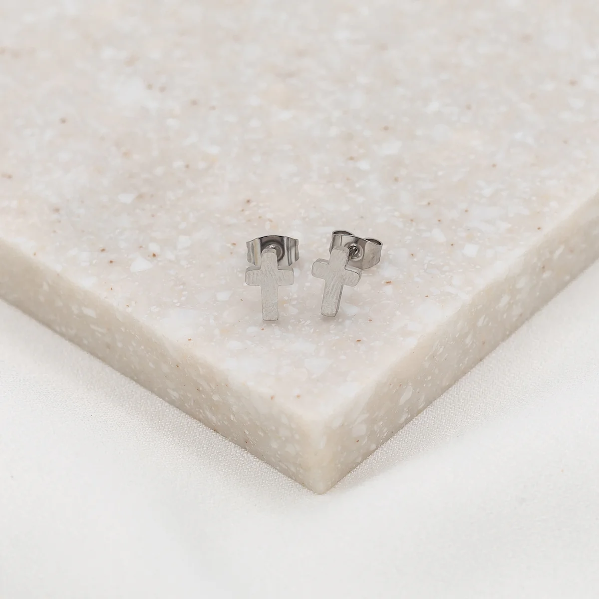 Faith Petite Cross Christian Earrings for Women - Blessed Bands