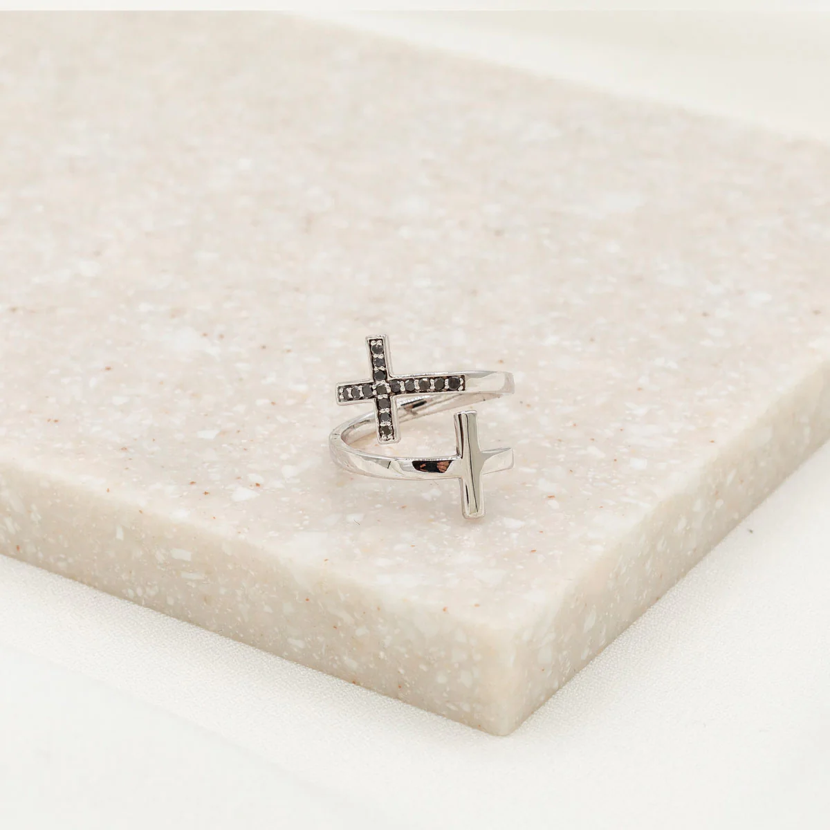 Pillar of Faith Ring with Black Diamonds – Strength & Grace - Blessed Bands