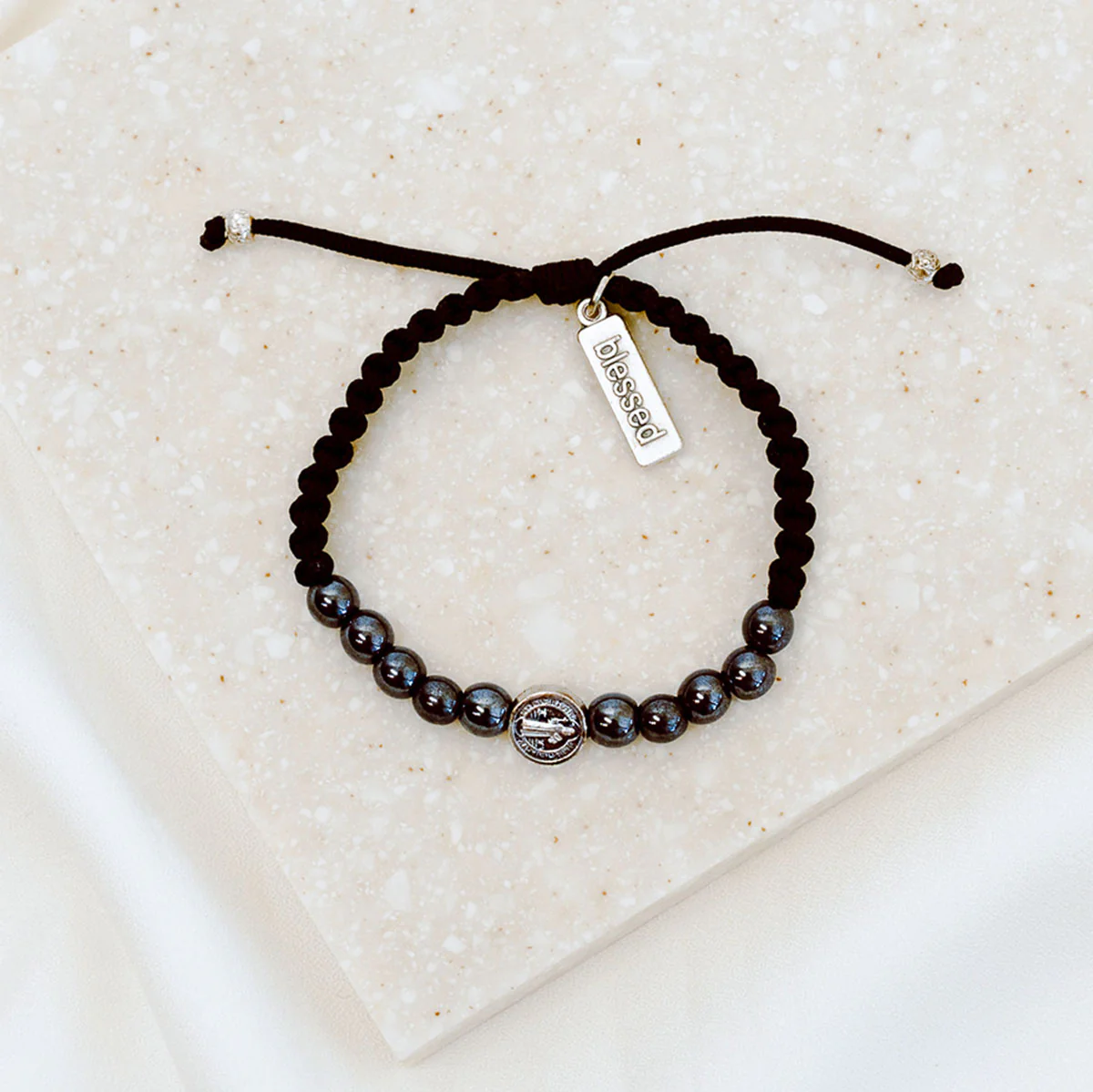 Wake Up and Pray Meditation Bracelet – Hematite Faith Jewelry - Blessed Bands