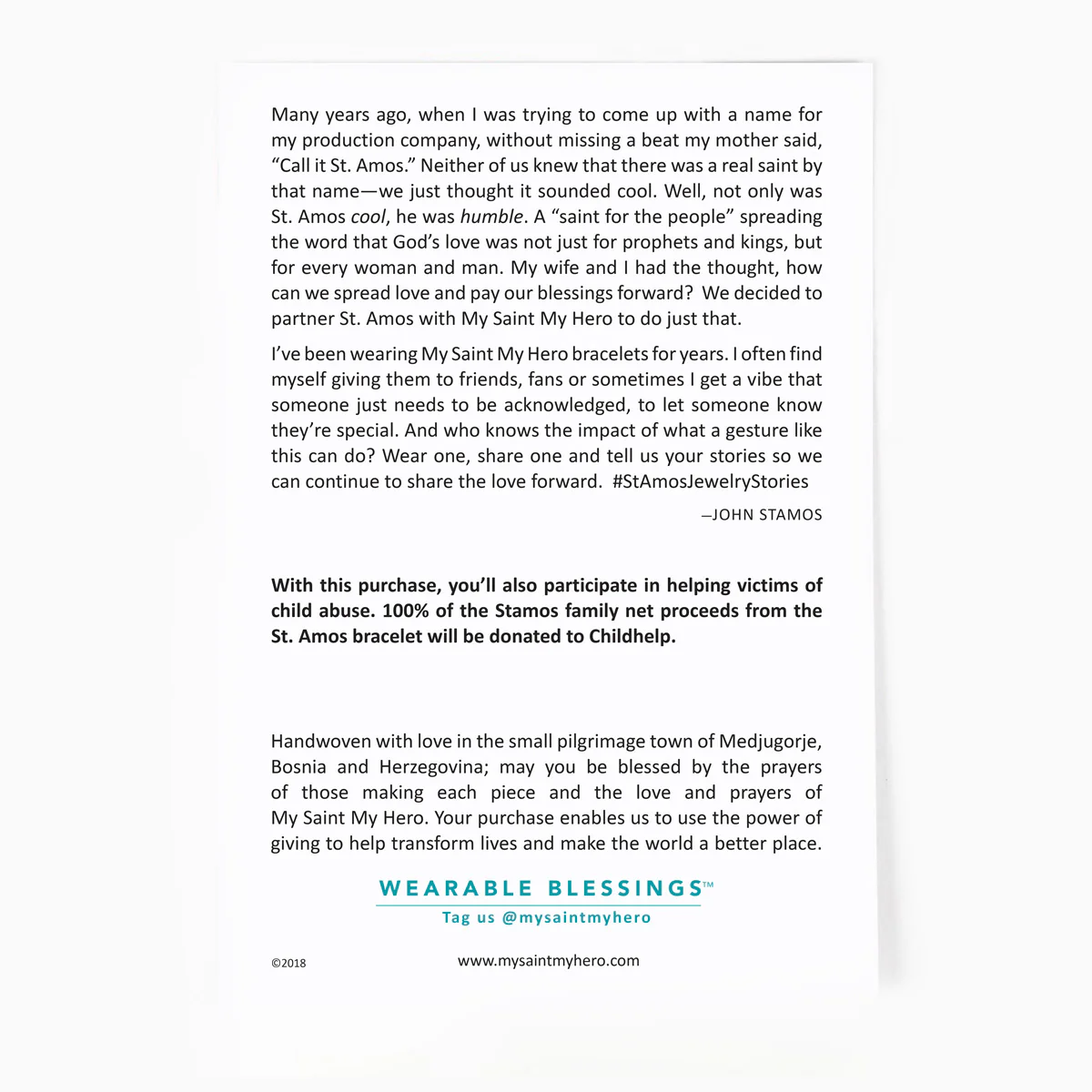 Share the Love St. Amos Bracelet – Faith & Kindness Gift - Blessed Bands