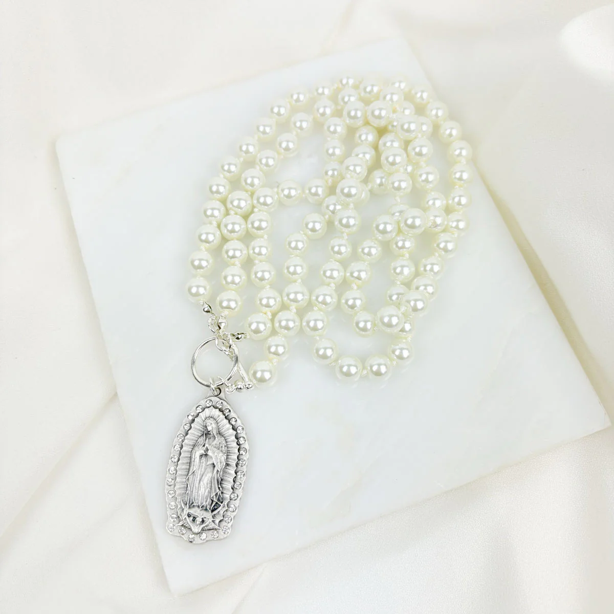 Our Lady of Guadalupe Pearl Necklace – Grace & Faith - Blessed Bands