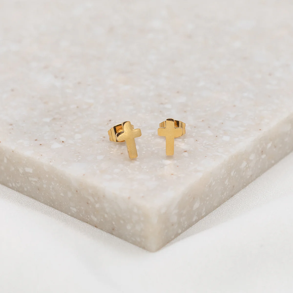 Faith Petite Cross Christian Earrings for Women - Blessed Bands