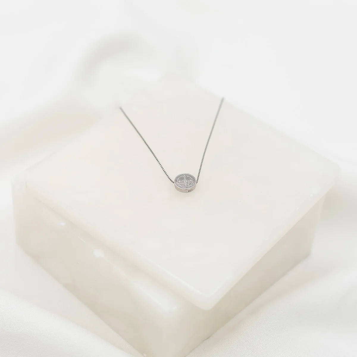 Benedictine Petite Necklace – Sterling Silver Faith Jewelry - Blessed Bands